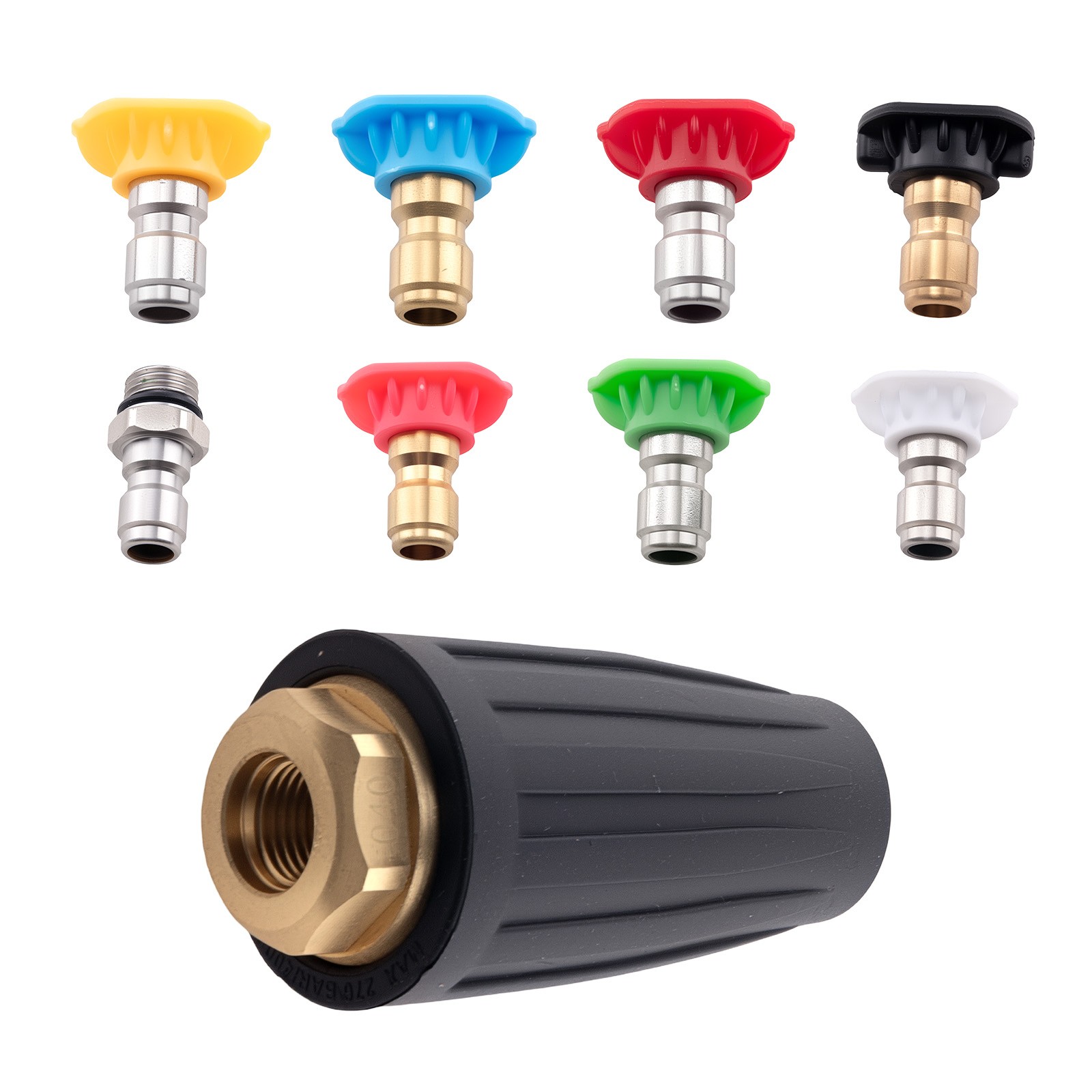 4000PSI Pressure Washer Turbo Rotating Nozzle Spray Nozzles 1/4 QC Multi Angle