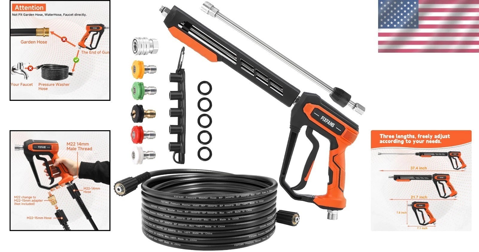Upgrade Your Cleaning with 25 FT Pressure Washer Gun & Hose Kit, 5000 PSI