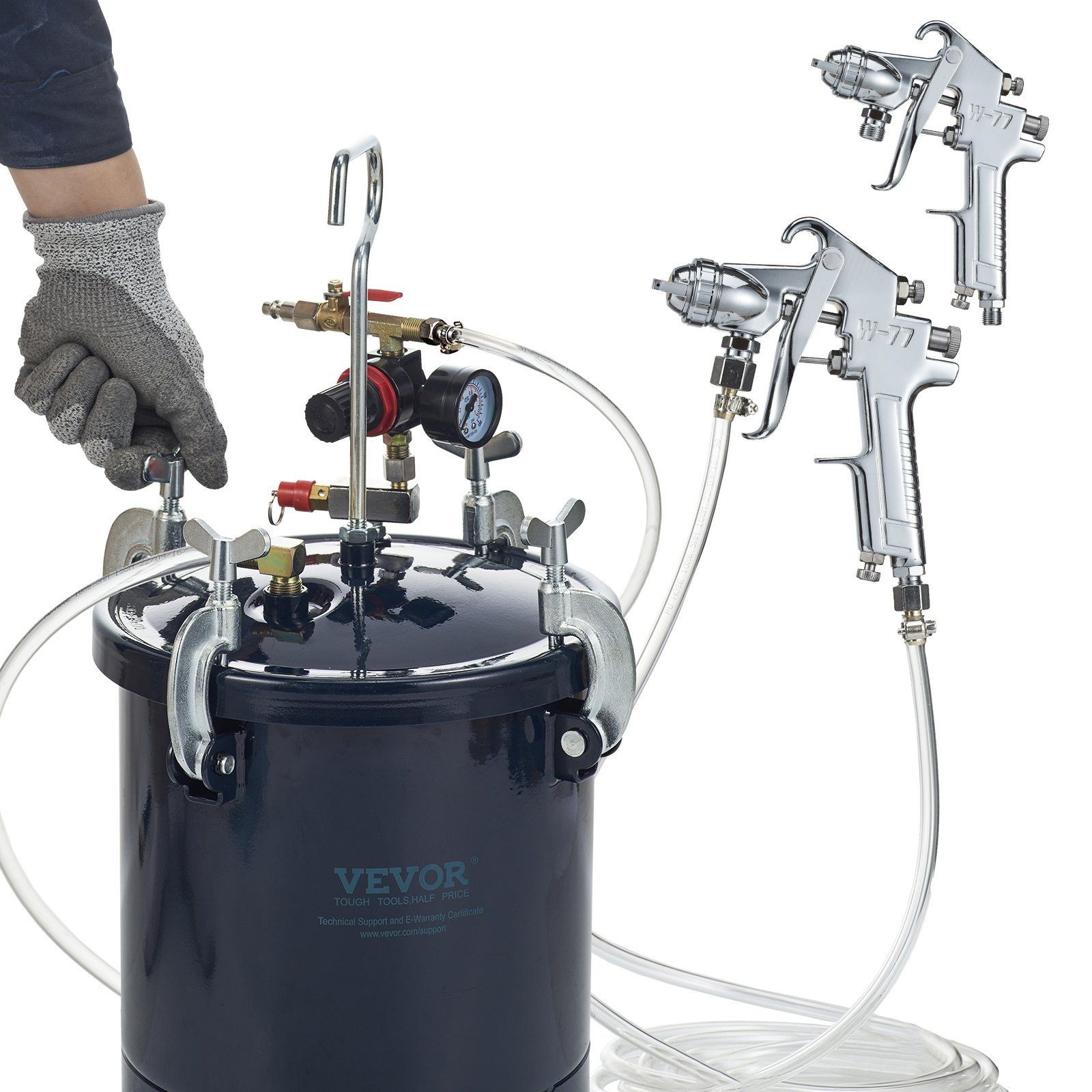 10L 60PSI Air Paint Pressure Pot with 1.5mm+4mm Nozzles and Two Guns