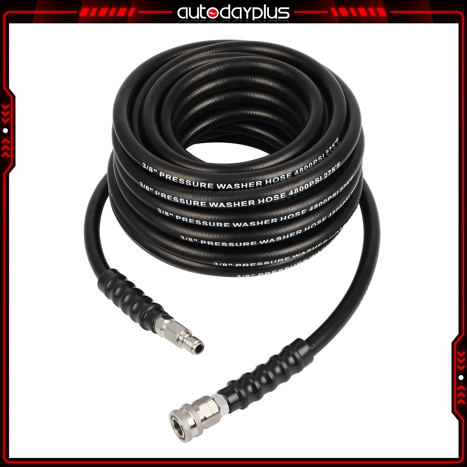 50FT 3/8″ Hot Water Pressure Washer Hose Rubber Power Washer Hose 4800psi