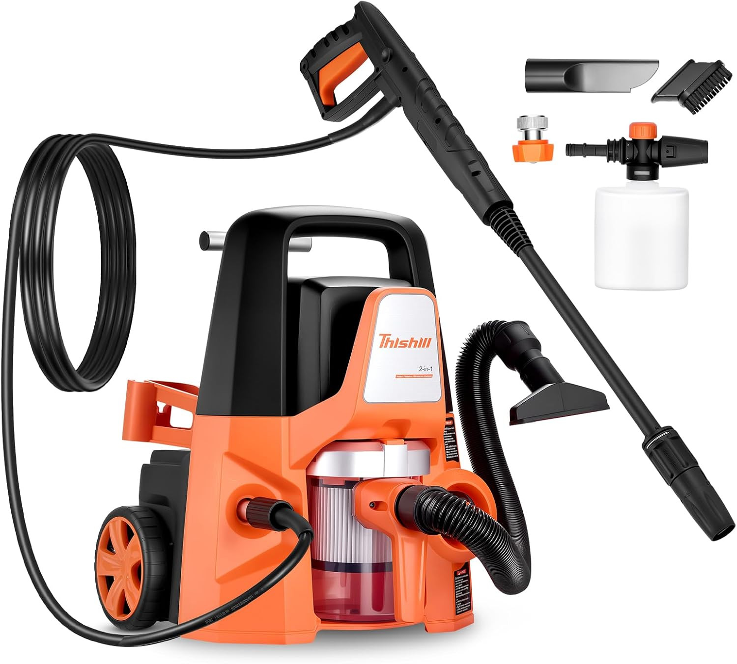 4-In-1 Pressure Washer and Wet/Dry Vacuum, 2800 PSI Max 1.7 GPM Electric Power W