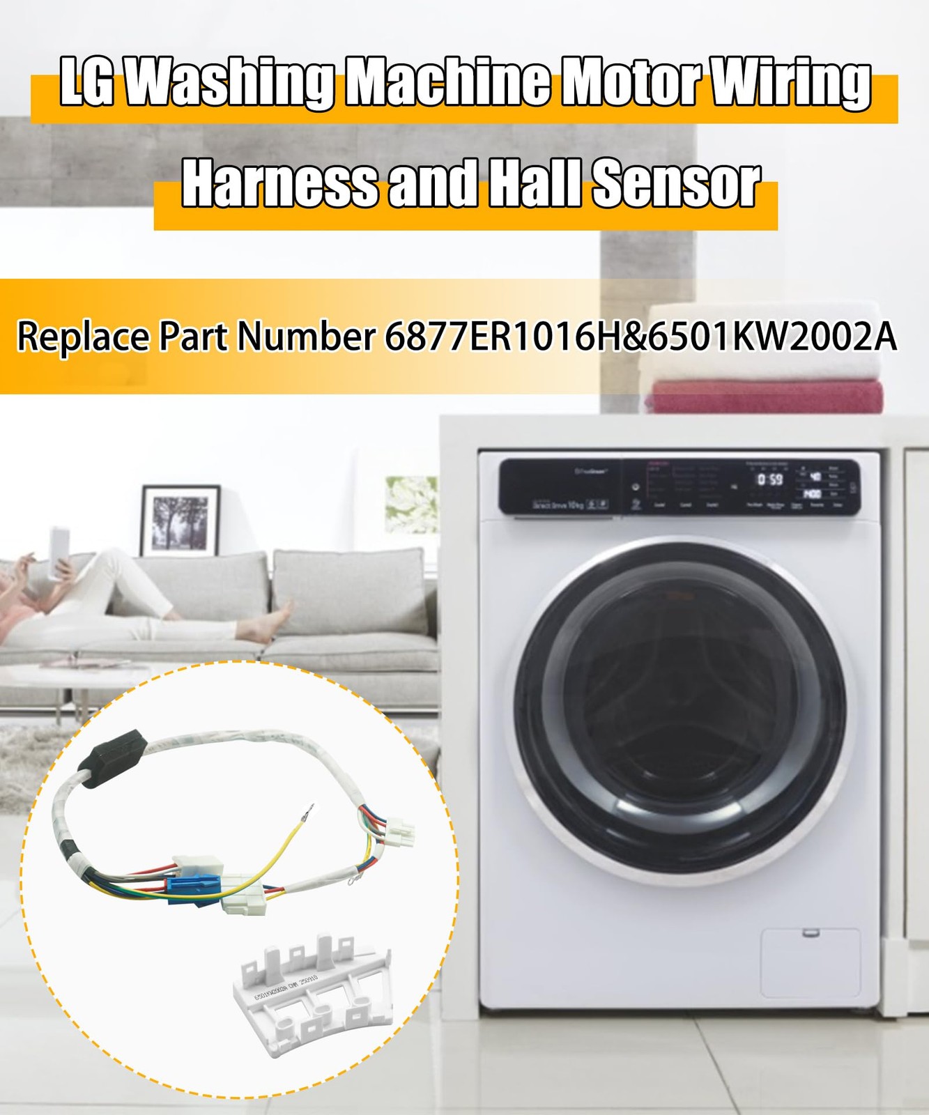 6877ER1016H 6501KW2002A Washer Motor Wire Harness and Hall Fits for LG Kenmor…