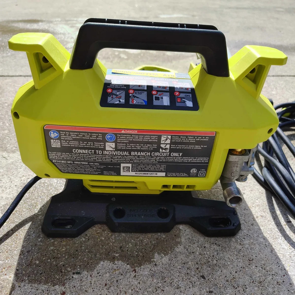 RYOBI RY141803 1800 PSI 1.2 GPM Electric Pressure Washer