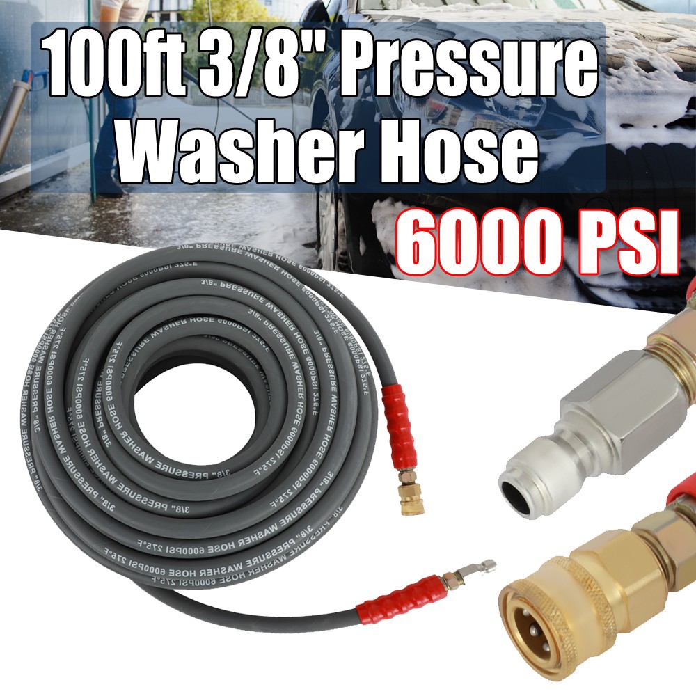 Non-Marking 2-Braid R2 Hot Water Pressure Washer Hose 3/8″ x 100ft 6000psi