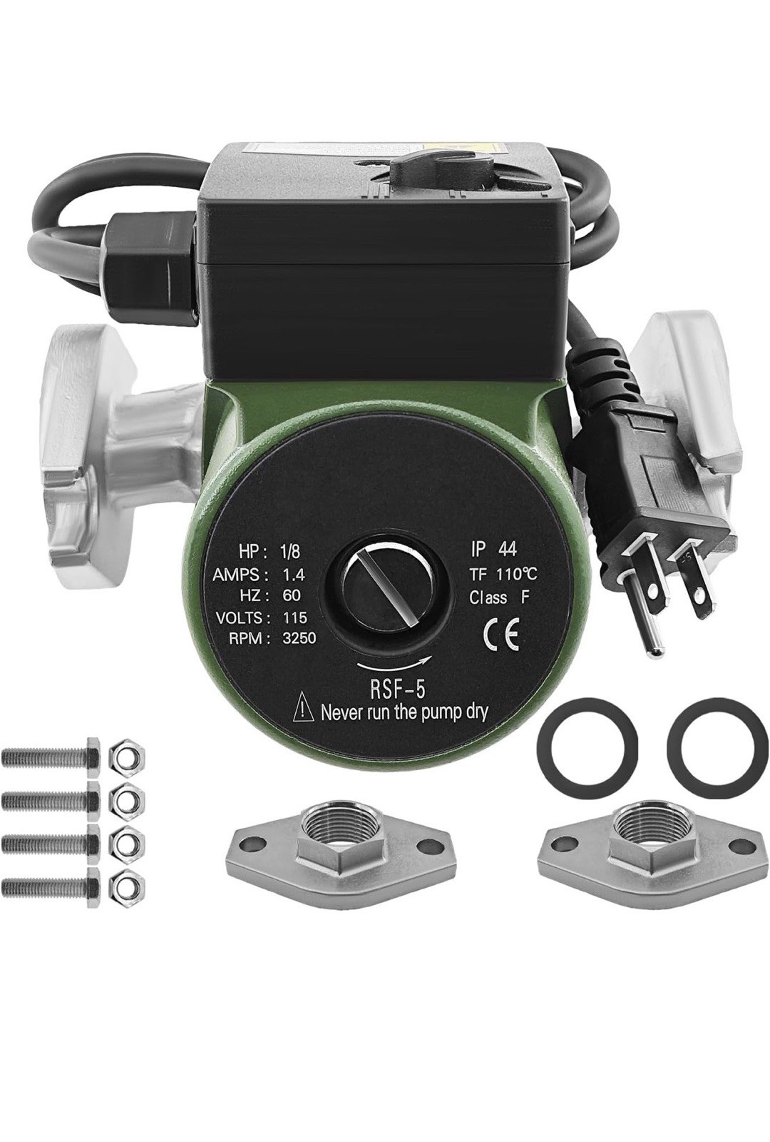 009-SF5 1/8HP 115V Water Circulating Pump Hydronic Heating Includes Flanges