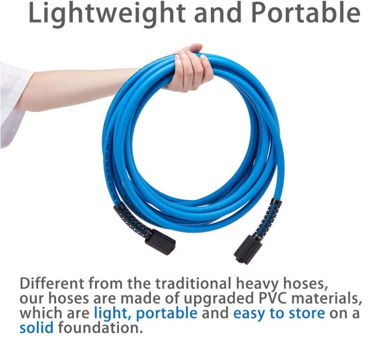 Manguera hidrolavadora 7.5m 3600PSI 1/4″ M22, resistente y flexible