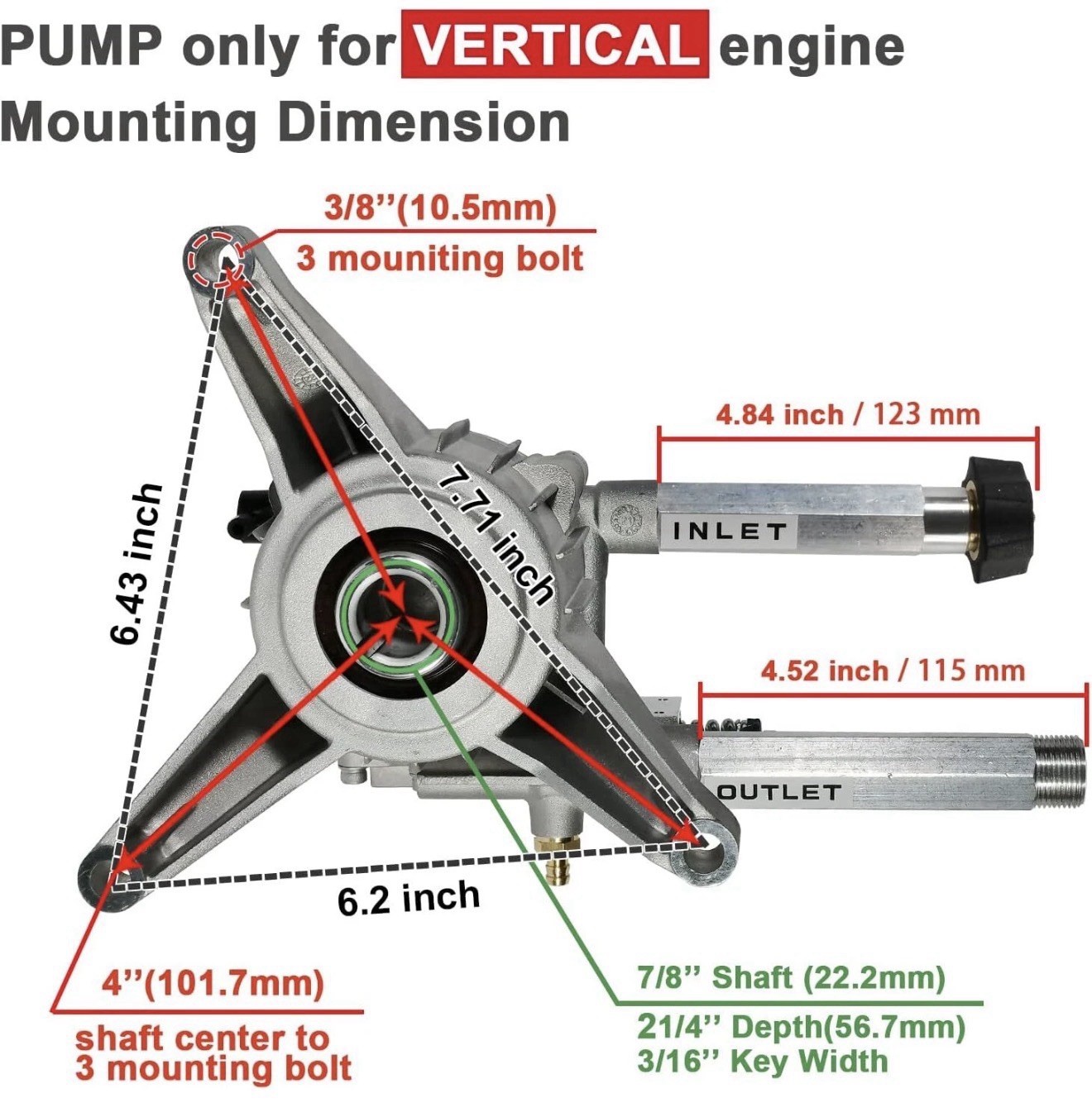 SRMW22G26-EZ Pressure Washer Pump 2500-3000 PSI 2.5 GPM For Troy-Bilt Craftsman