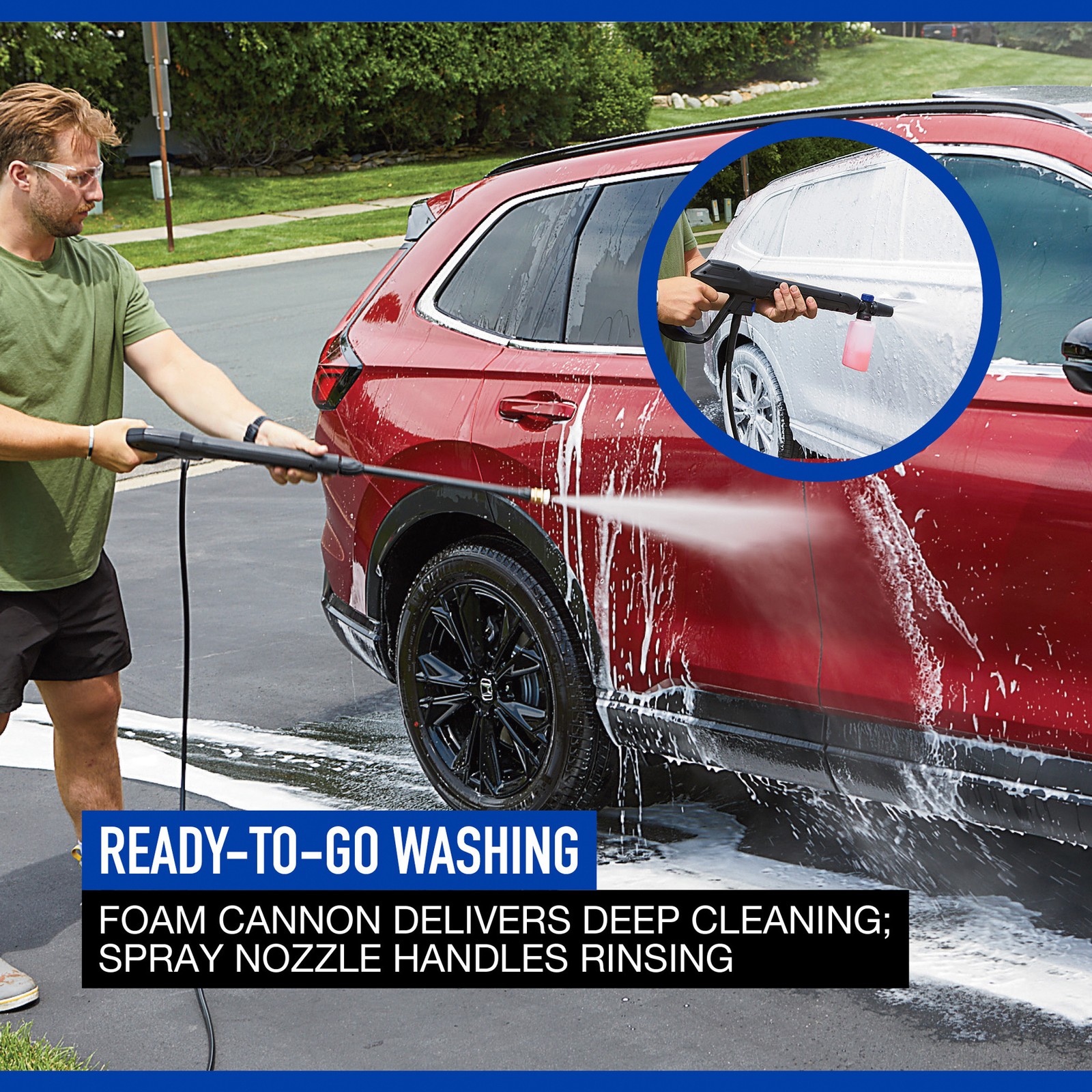 Powerhorse Follow Me 2,100 PSI Electric Pressure Washer Car Cleaning Kit, 1.9