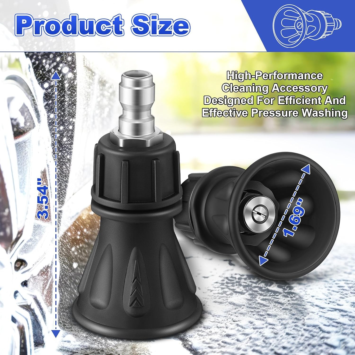 Durable Stainless Steel 40 Degree Pressure Washer Nozzle Tips 2 Piece Guard Set