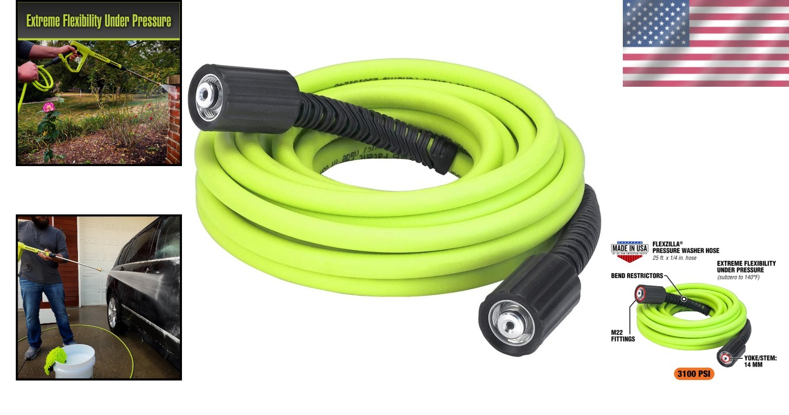 Revolutionary Flexzilla Pressure Washer Hose 25ft – Durable, Flexible, Kink-Free