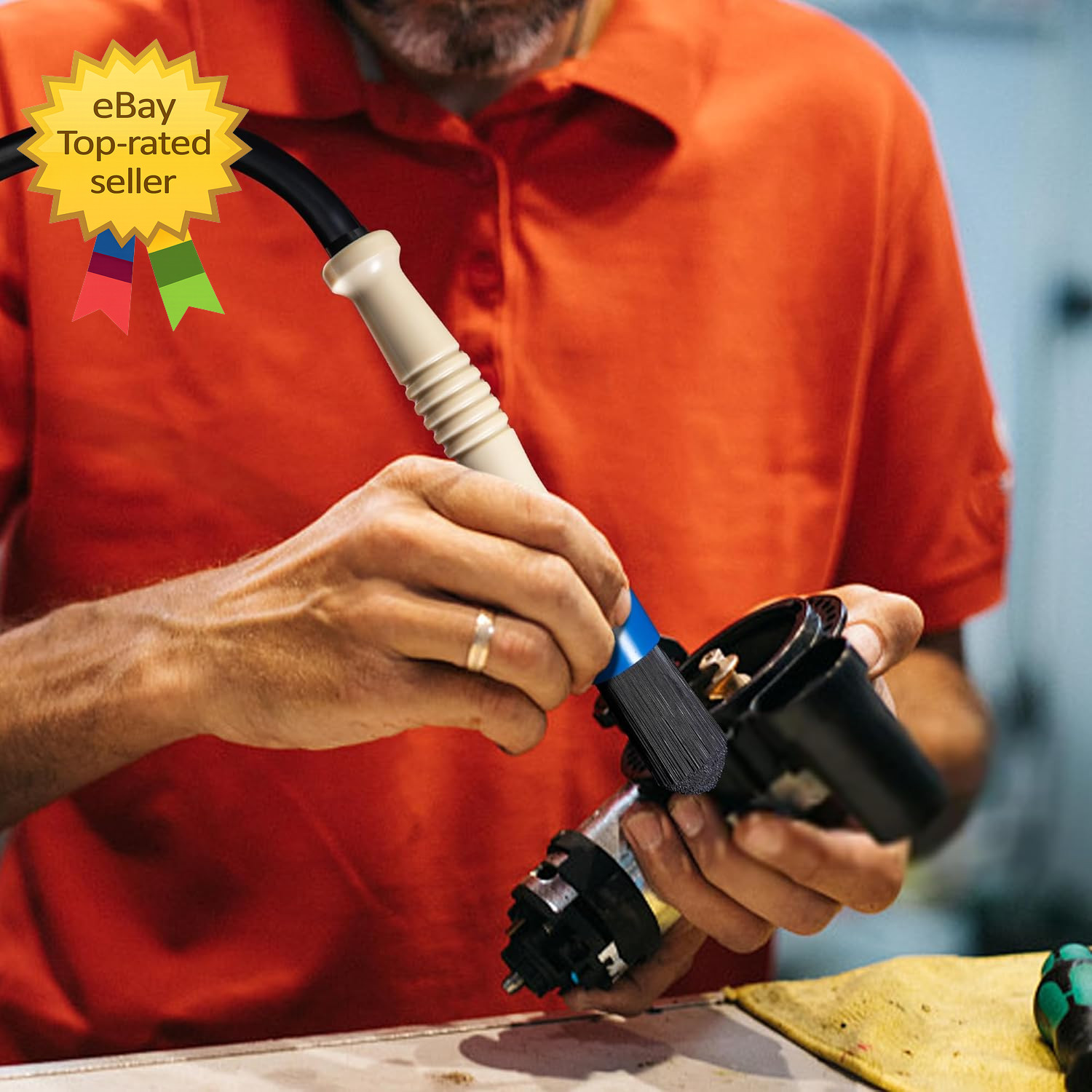 Parts Washer Brush with Hose Wear Resistant Parts Cleaning Brush