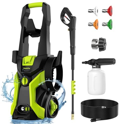 Portable High Pressure Washer 4 Nozzle Green Car Patio