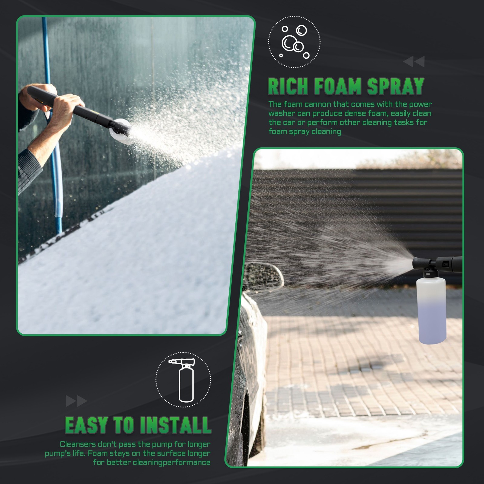 Pressure Washer 4200PSI 2.5GPM, Foam Cannon, Stainless Steel Lance, for Car