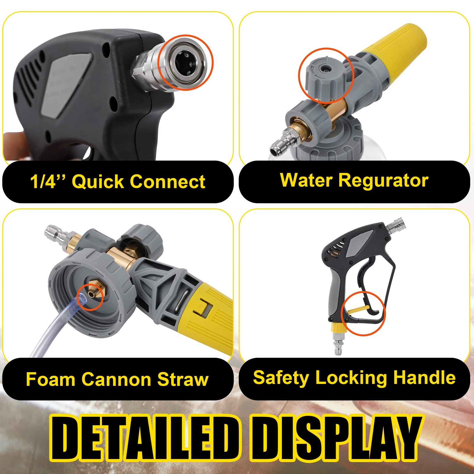 Foam Cannon with Pressure Washer Gun 5000 PSI, Power Washer Gun with 3/8” Sw…