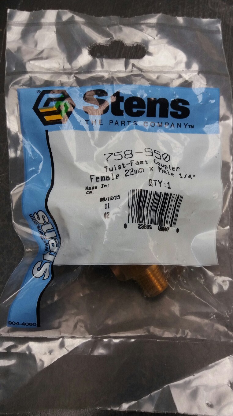 Stens Twist-Fast Coupler / Female 22mm x Male 1/4″ 758-950