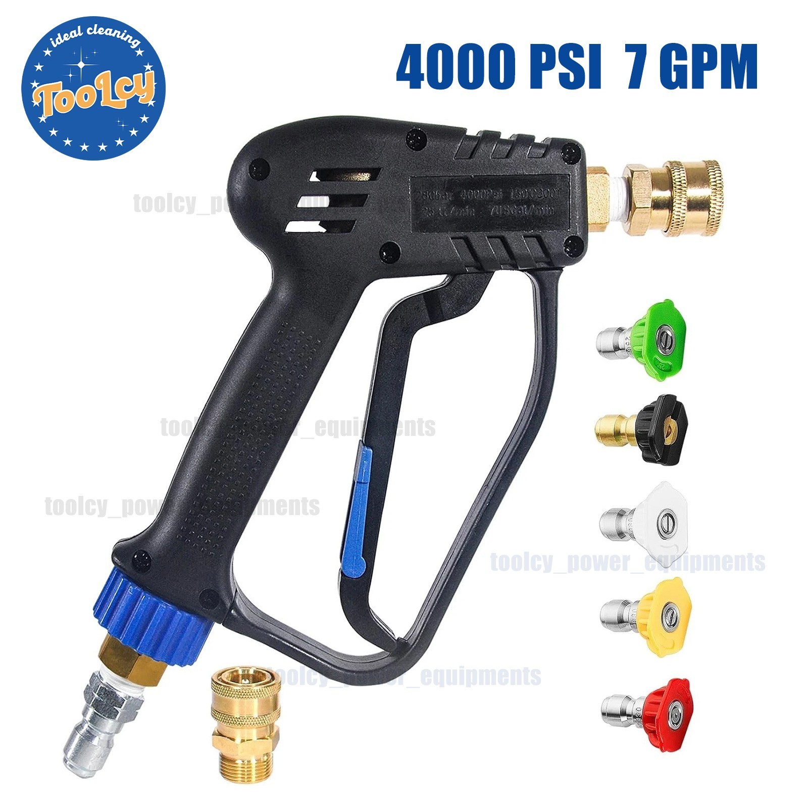 TOOLCY 4000 PSI Short Pressure Washer Gun with Swivel, 5 Spray Nozzle Tips