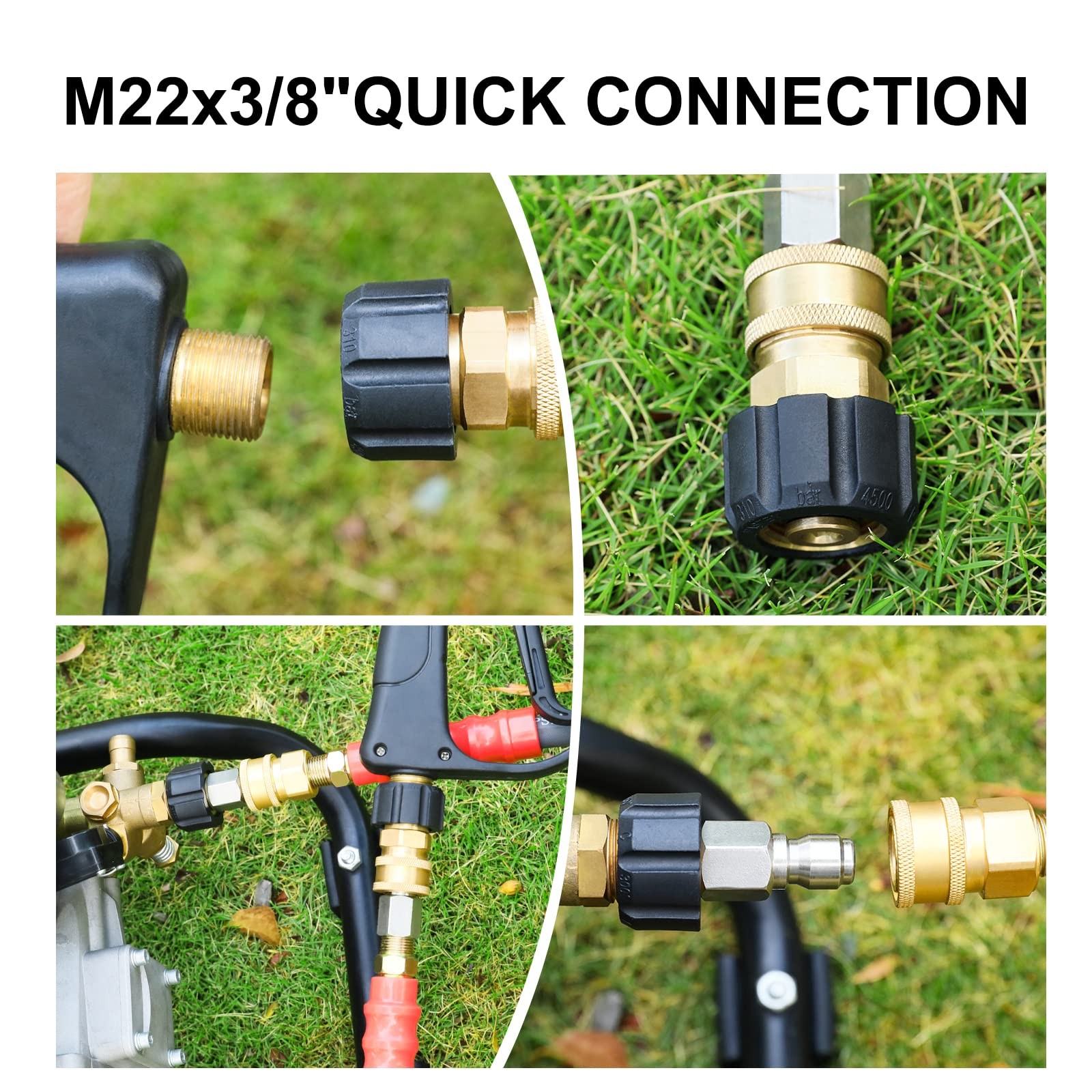 Pressure Washer Adapter Set, M22 14mm to 3/8 inch Quick Connect and Disconnec…