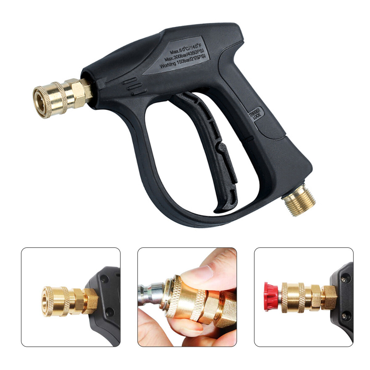 4350 PSI cleaning water gun + 5 pieces pressure nozzle. 1/4″ quick coupler