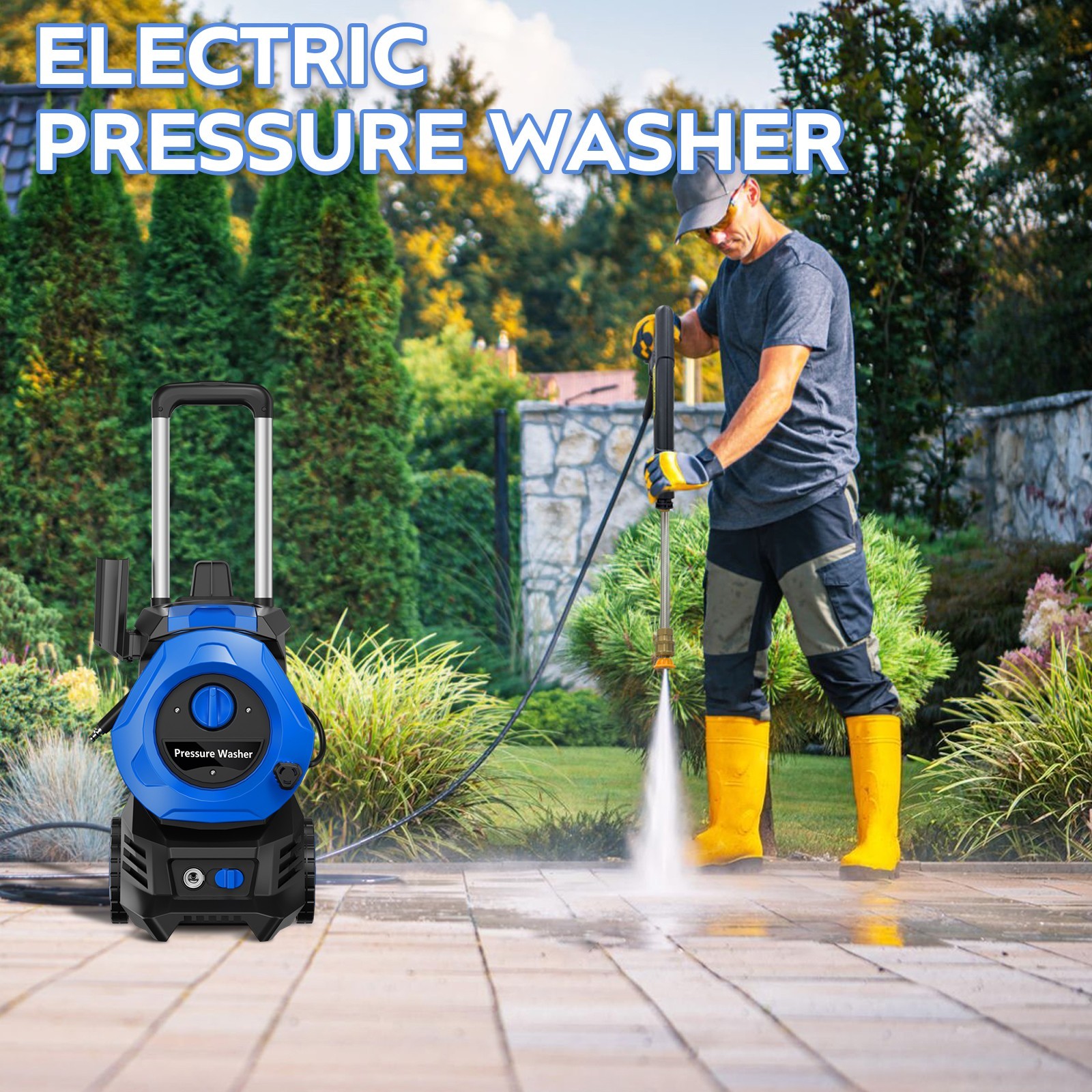 Electric Pressure Washer With 25FT Hose, 4 Nozzles 4800PSI MAX 2.8 GPM