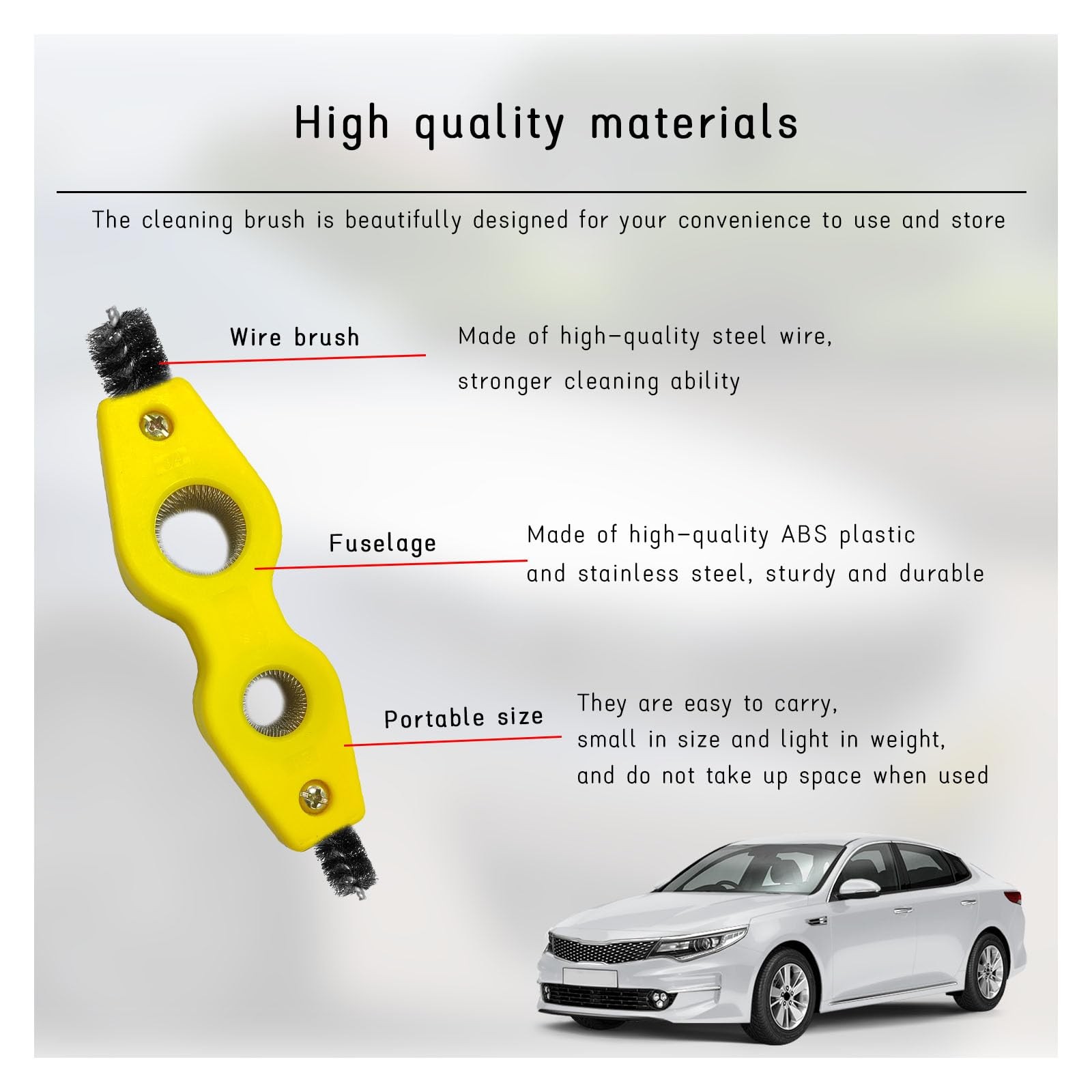 Dickno Car Battery Terminal Cleaning Brush, 4 in 1 Anti-Rust 1 PC, Yellow