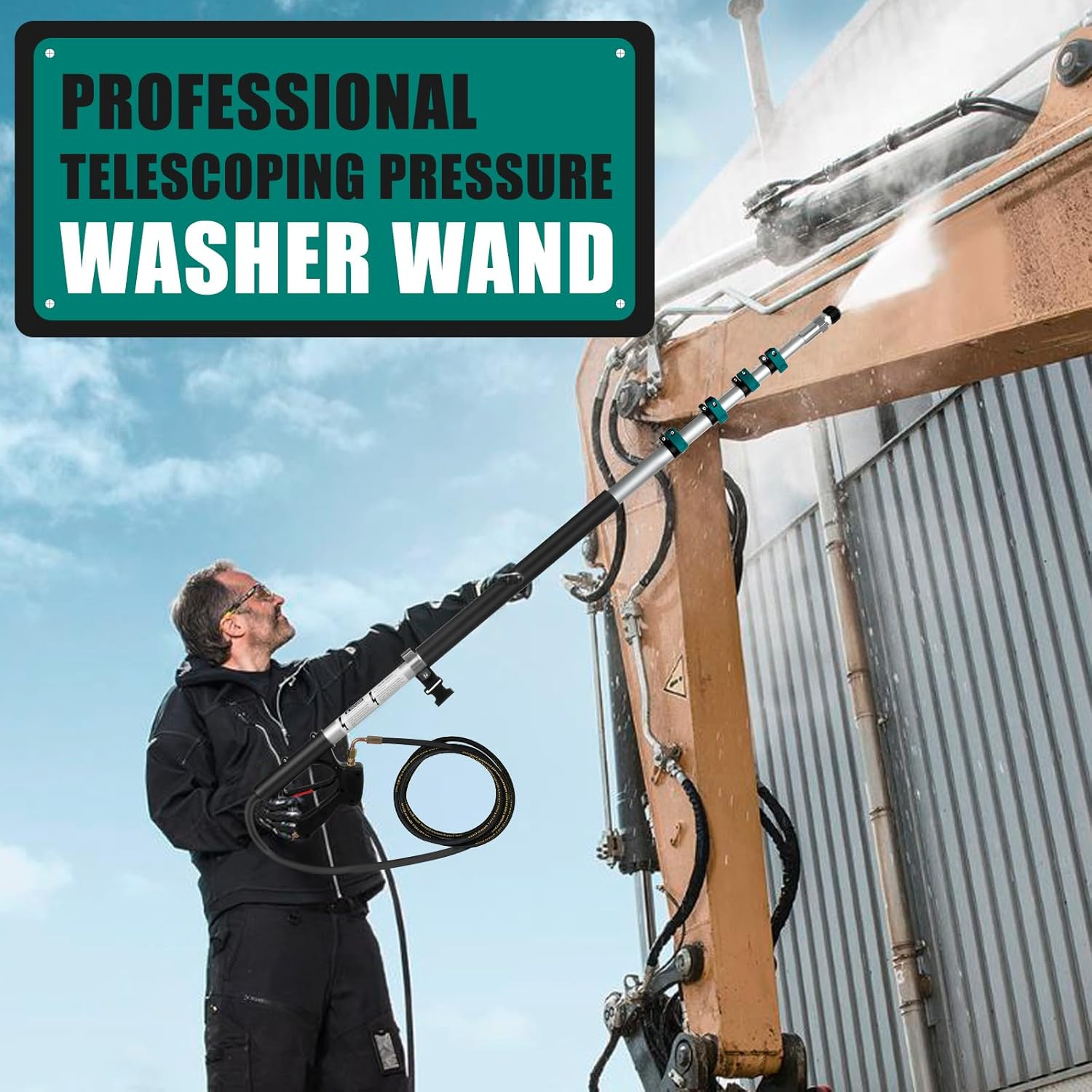 24FT Telescoping Pressure Washer Extension Wand, 4000PSI High Reach Power Washer