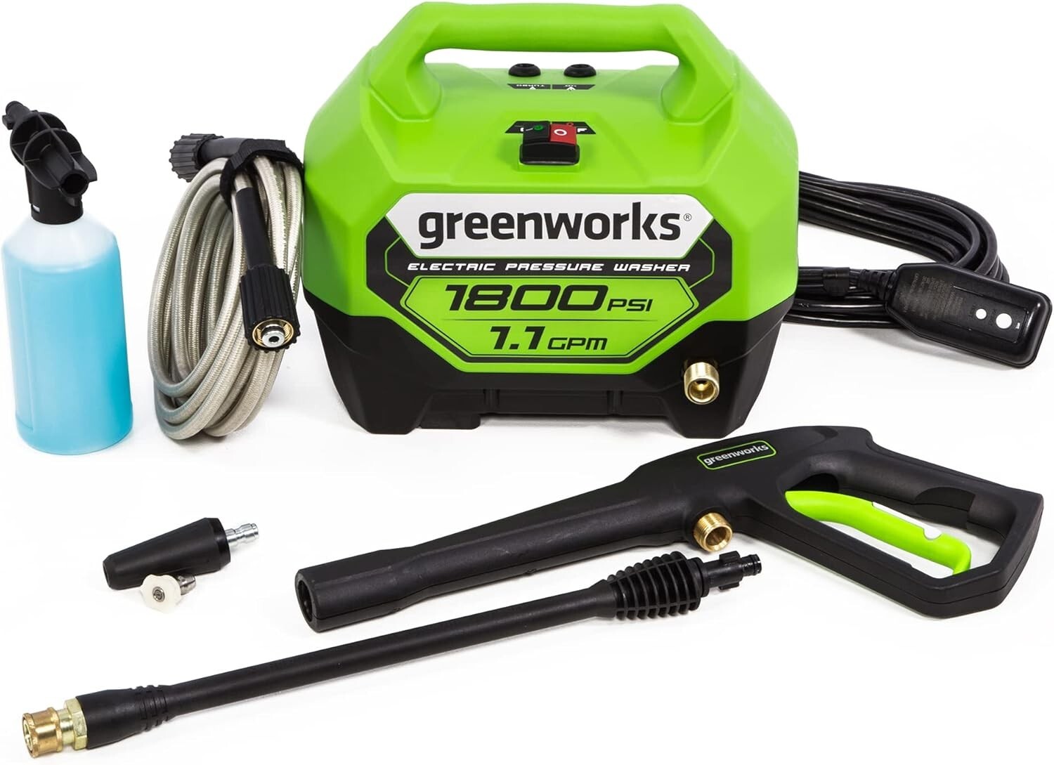 Versatile Greenworks 1800 PSI Pressure Washer – Includes Quick Connect Nozzles