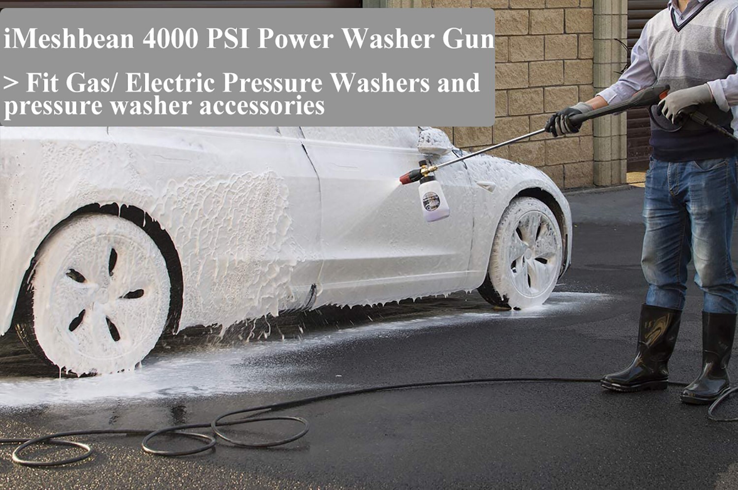 High Pressure 4000PSI Car Power Washer Gun Spray Wand Lance Nozzle Kit M22&3/8″