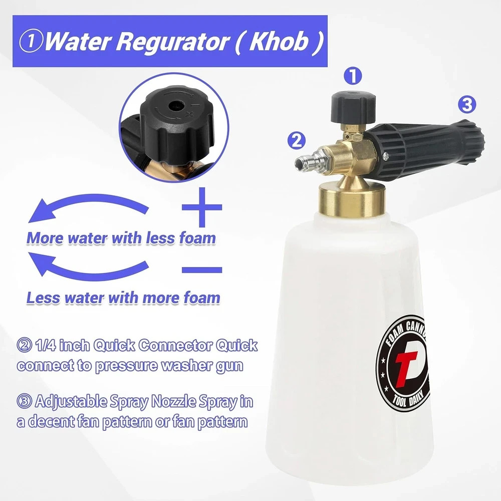 High-Performance Foam Cannon for Pressure Washer with Dual Lance & Nozzles