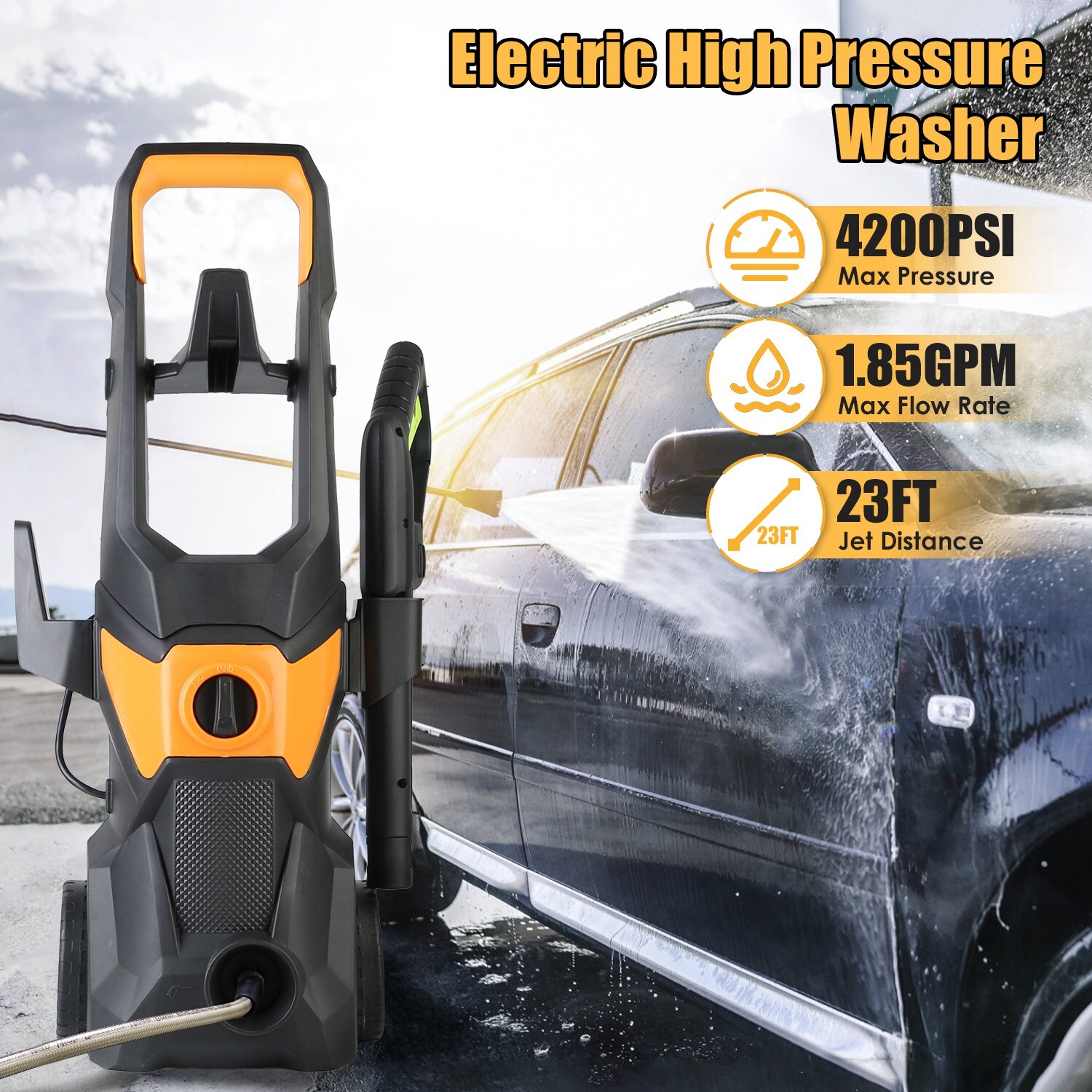 Electric Pressure Washer 4200 PSI High Pressure 1.85GPM Power Washer Cleaning