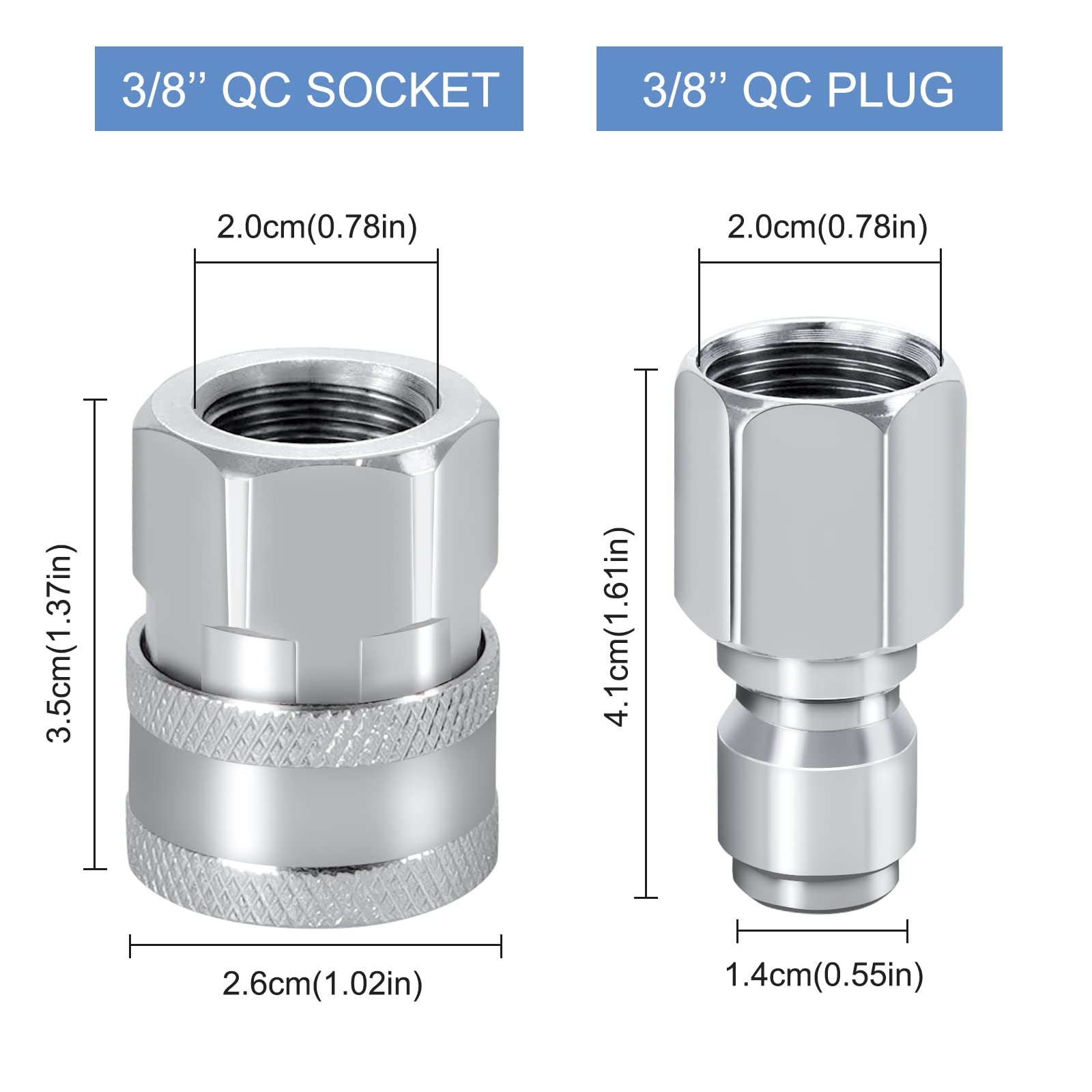 4 PCS Sets NPT 3/8 Inch Stainless Steel Quick Connector Kit Adapter Fitting