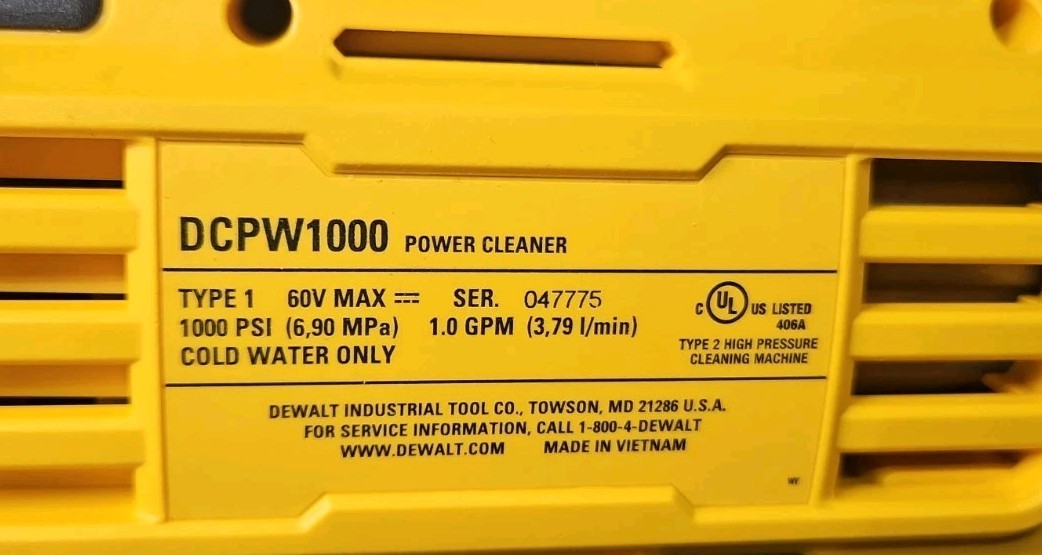 DeWalt Tools DCPW1000 Flex Volt 1000 PSI Cordless Power Cleaner – TOOL ONLY
