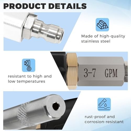 Adjustable M5 Twist Nozzle for Pressure Washer, 3-7 GPM, Long Range Soap Tip