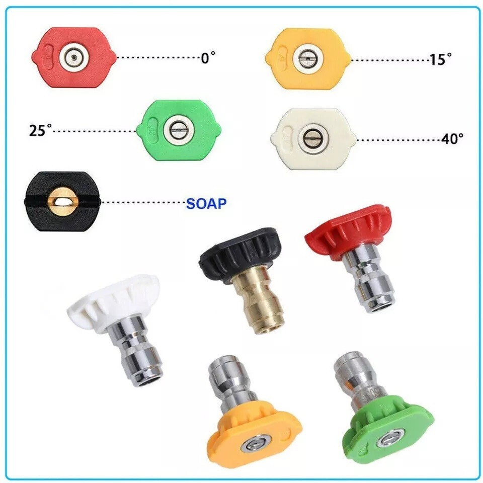 HOT 5X 1/4″ Pressure Washer Spray Tips Nozzles High Power Kit Quick Connect Set