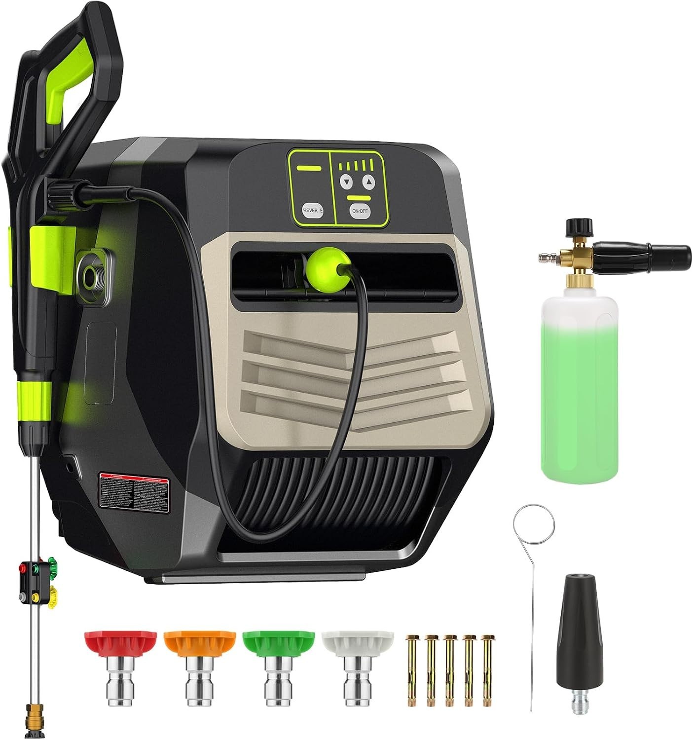 5-Level Adjustable Pressure Washer – 5500 PSI with Kink-Resistant 100FT Hose