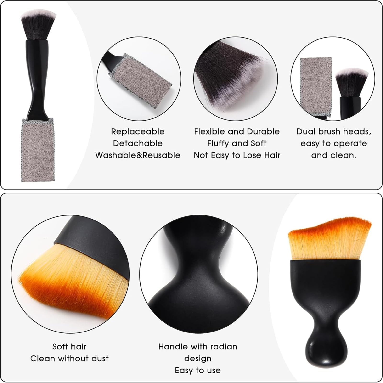 4 PCS Car Detailing Brushes Set, Cleaning Brush Interior Black