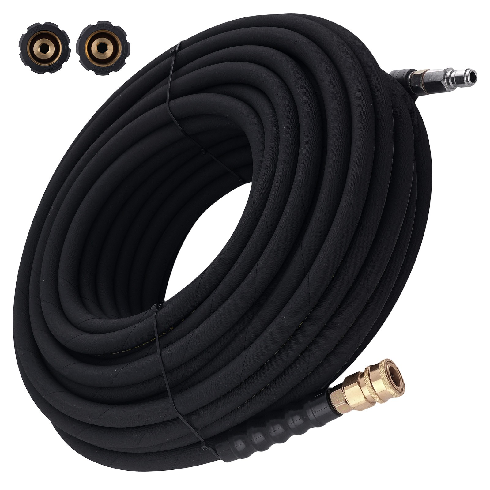 100feet 3/8″ High Pressure Washer Hose 4200PSI Steel Wire Braided w/ Adapter