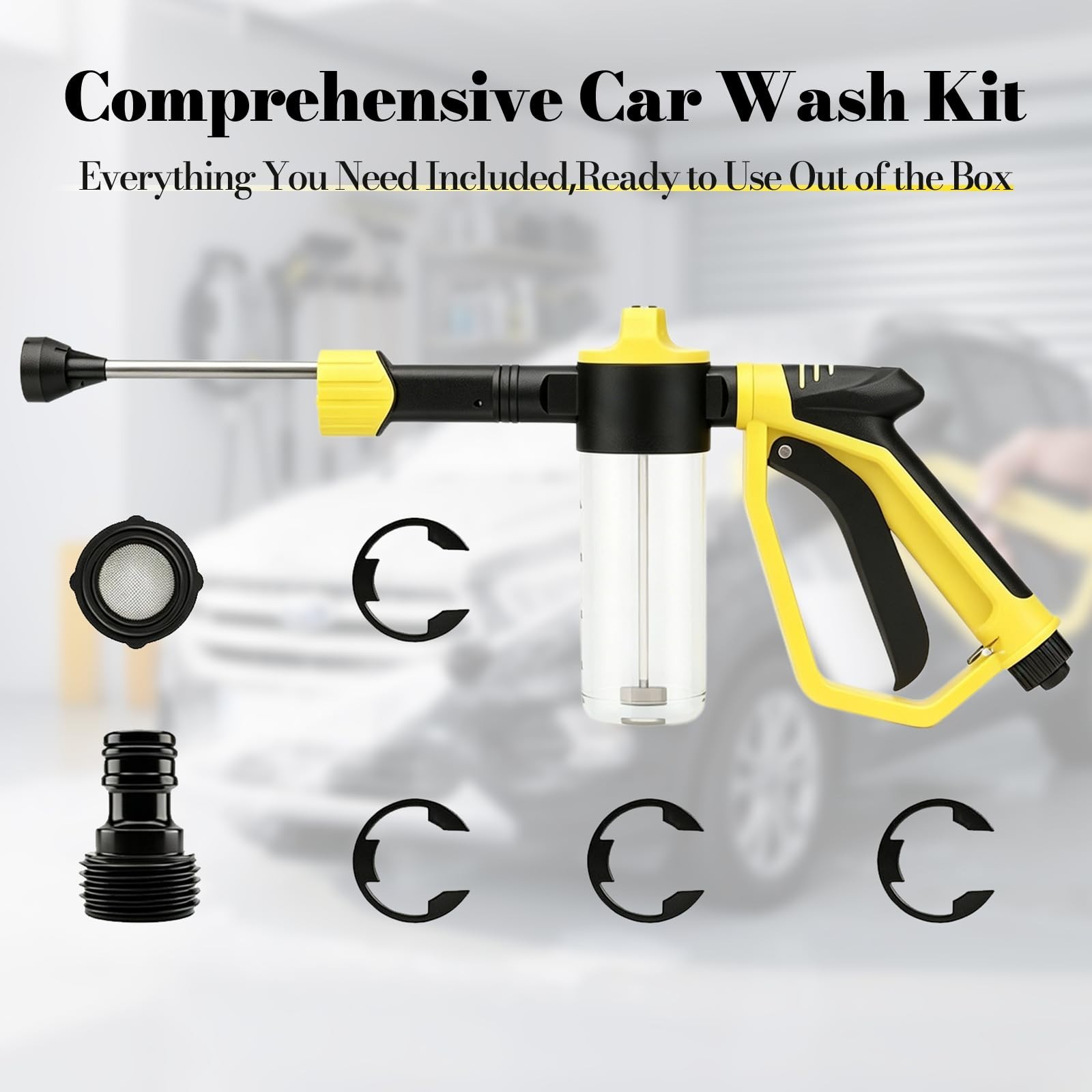 High Pressure Foam Gun for Garden Hose – 3 Spray Modes Car Wash Kit for Cars, Tr