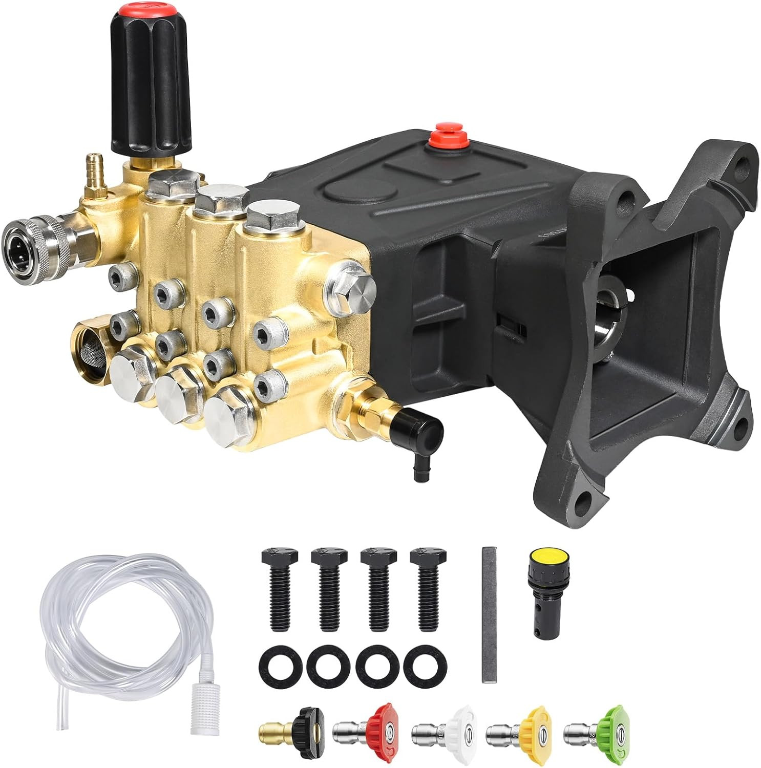 Horizontal Triplex Plunger Pressure Washer Pump 1″ Shaft 4000 PSI 3.8 GPM, Repla