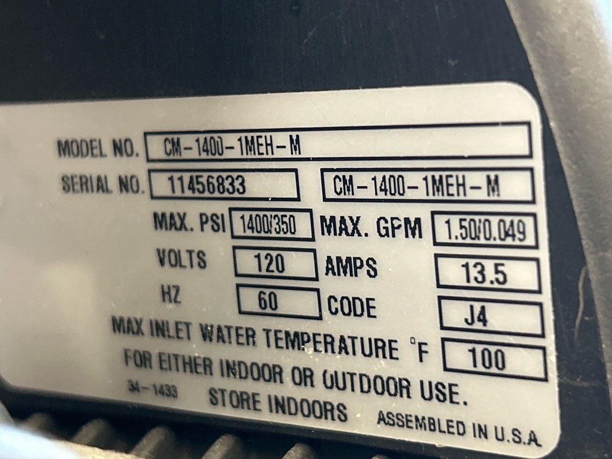 MI-T-M PRESSURE WASHER 1400PSI (P22018251)