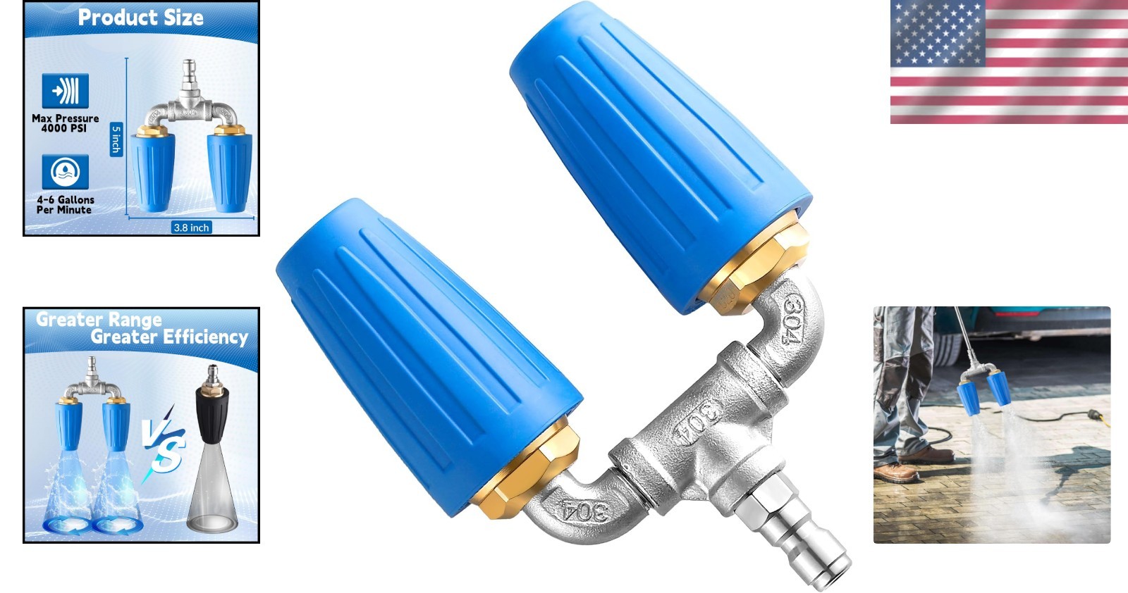 Professional Dual Turbo Nozzle with 1/4″ Quick Connect – Multi-Surface Cleaner