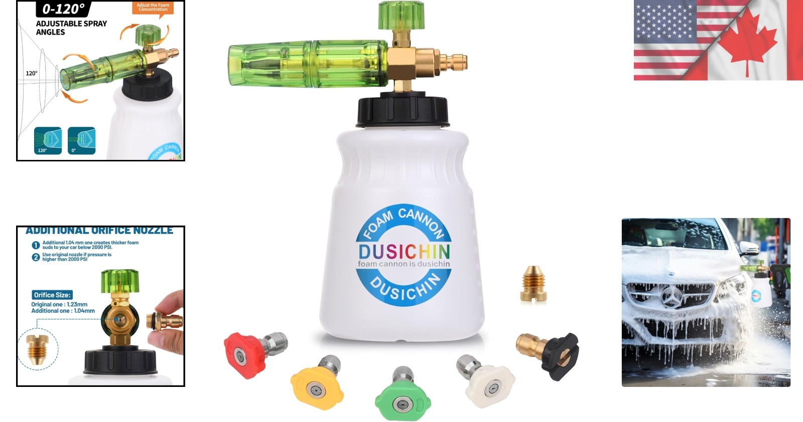 Professional Adjustable Foam Cannon – 1/4″ Fitting & 3000 PSI for Car Detailers