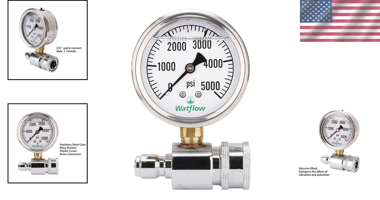 Reliable High Pressure Washer Gauge Kit – 2-1/2” Dial & Liquid Filled Design