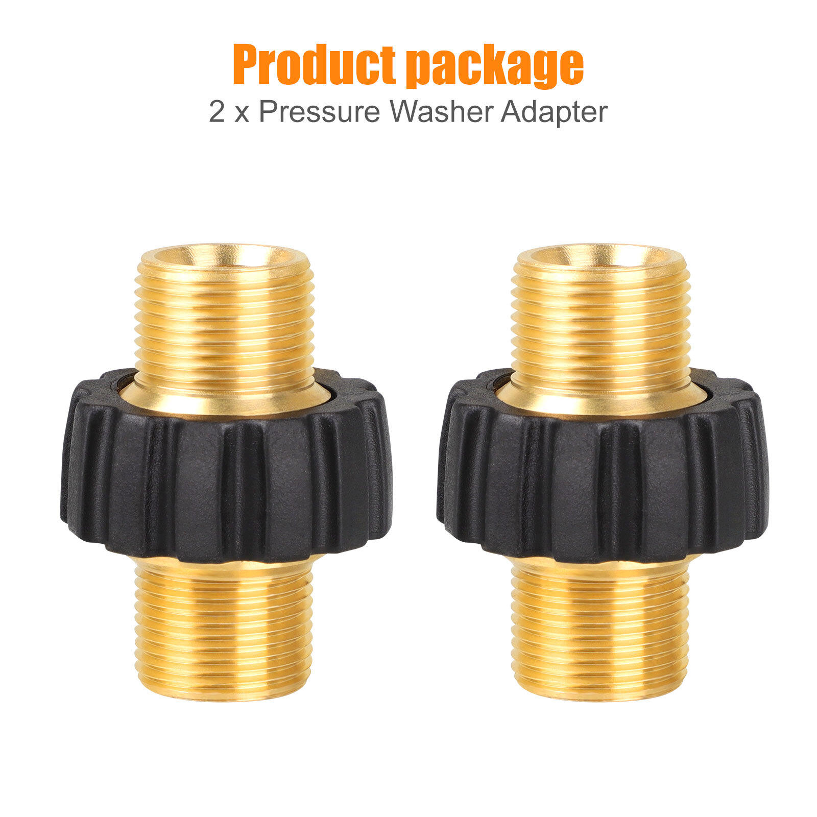 2Pcs Brass Pressure Washer Connector Quick Connect Fitting M22-14mm Hose Adapter