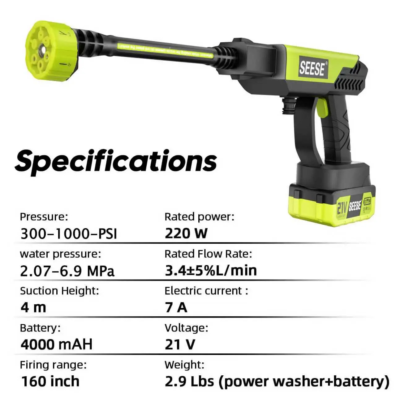 【Dealsforyoudays】Seese Cordless Pressure Washer and Single Port Charger Base, Bo