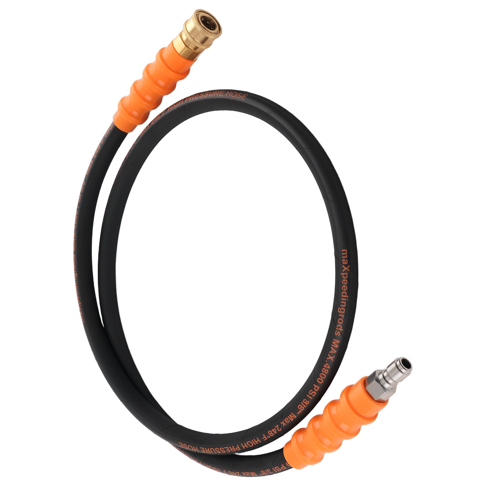 5FT 3/8″ Power Pressure Washer Hose 4800PSI Quick Connect Rubber Steel
