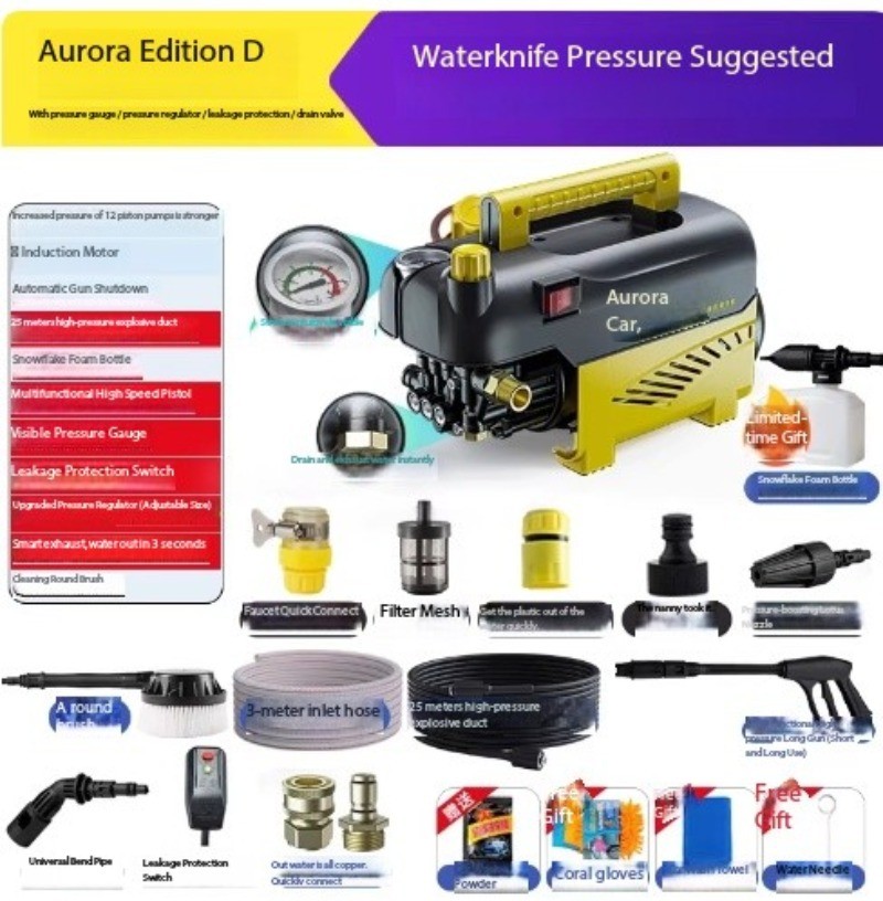 High-Pressure Portable 220V Household Cleaner with Water Gun and Pum