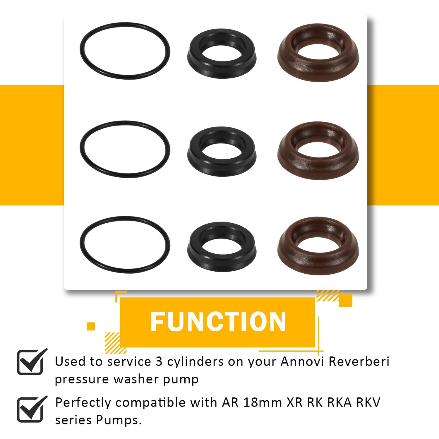 AR1857 Packing Kit 18mm XR Seal Repair For Annovi Reverberi Pressure Washer Pump