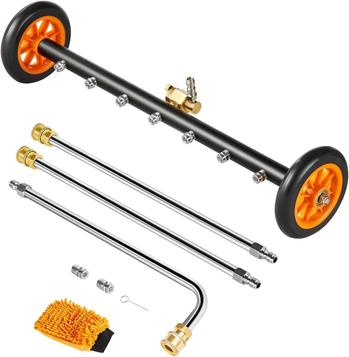 24-Inch Stainless Steel Pressure Washer Undercarriage Cleaner – 4000 PSI, 7 N…