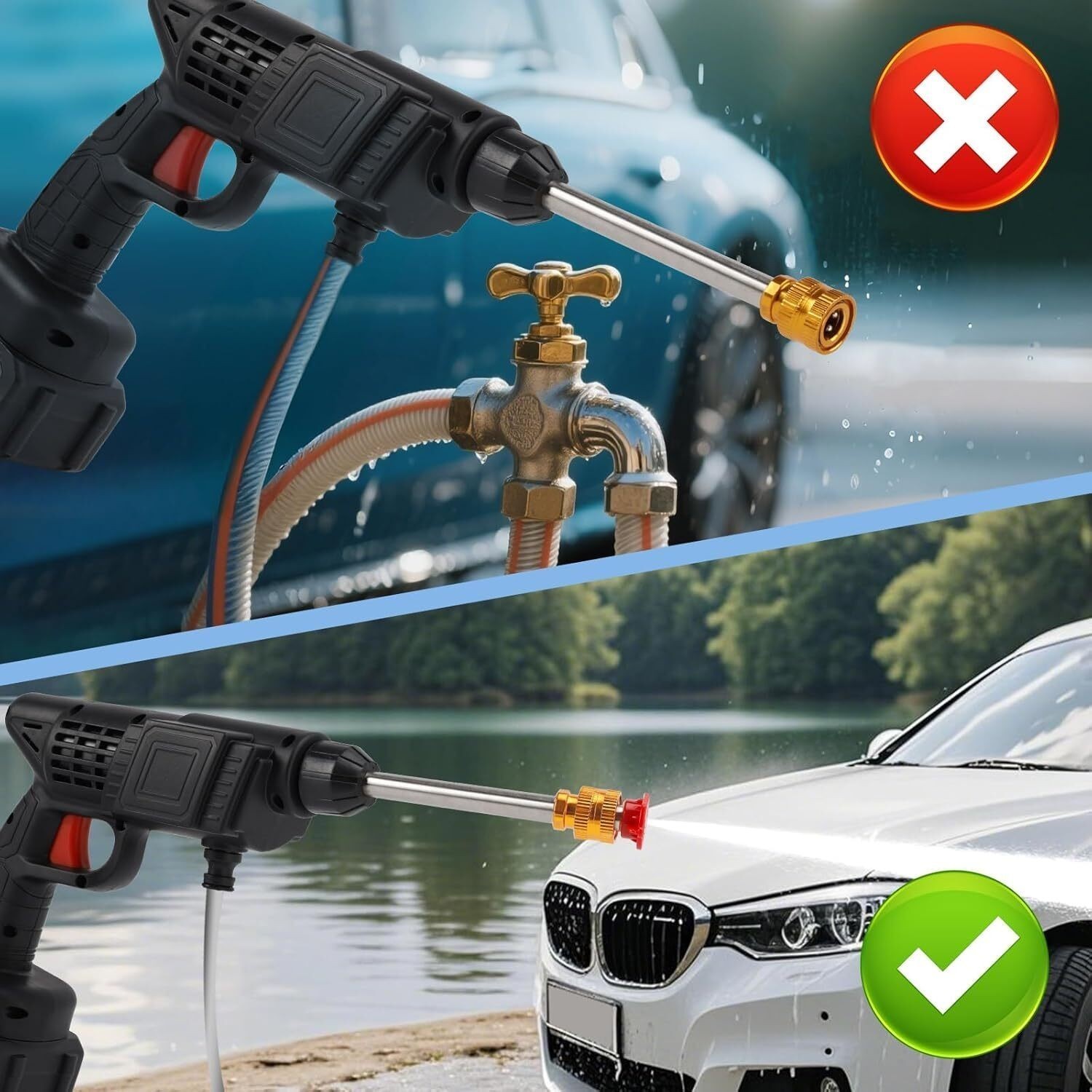 Cordless Electric High Pressure Water Spray Gun Car Washer Portable Cleaner Kit