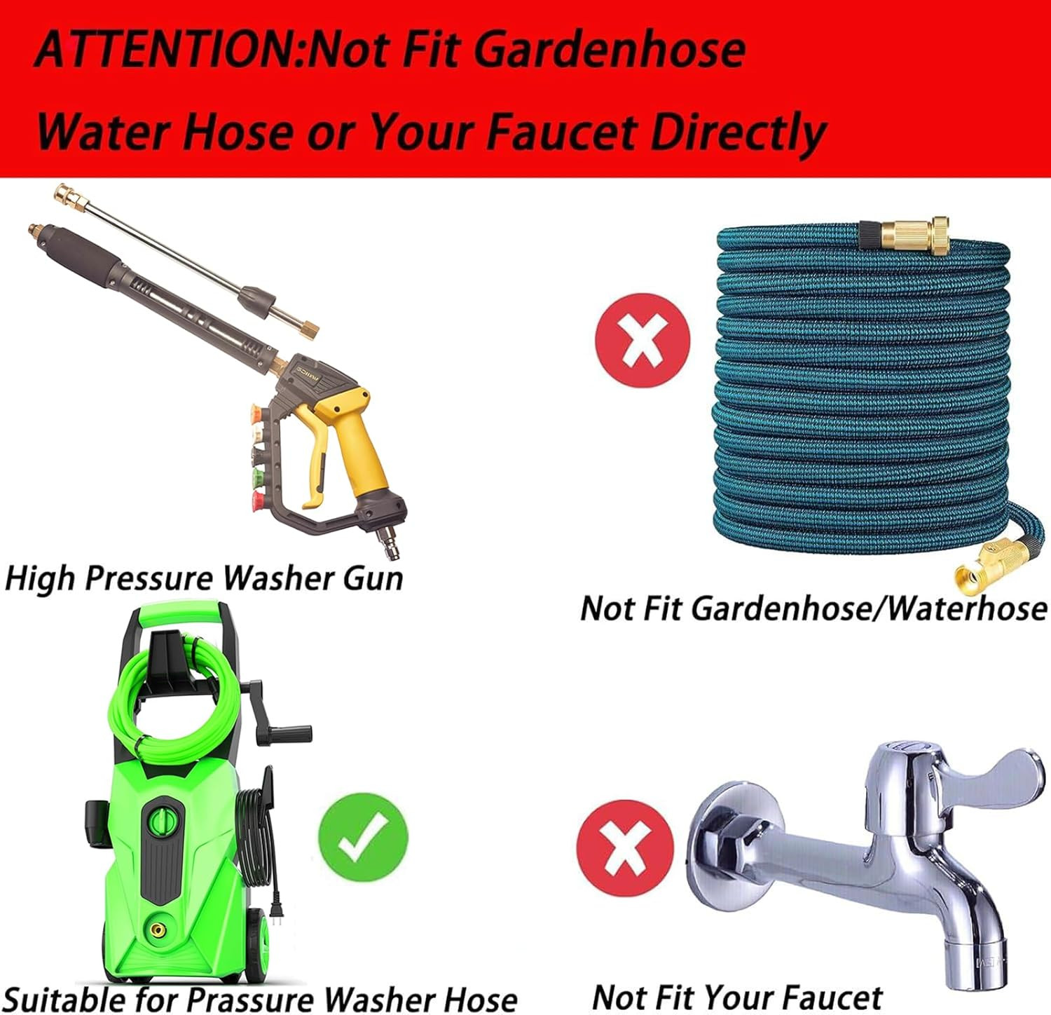High Power Washer Gun,Adjustable Pressure Washer Gun with Extension Wand,Quick C